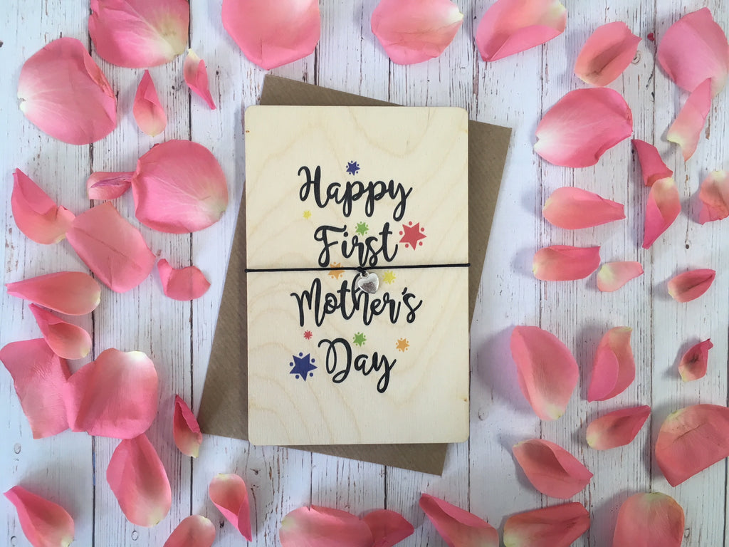 Printed Wooden Wish Bracelet Happy First Mothers Day