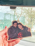 Wooden photo car hanger, personalised hanging car ornament