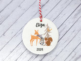 Ceramic Circle Decoration - forest animals child's name personalised