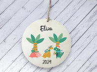 Ceramic Circle Decoration - child's name personalised festive Dino