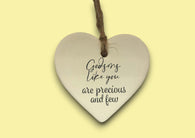 Ceramic Hanging Heart - Godsons like you are precious and few