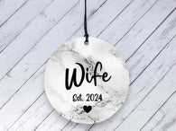 Anniversary Gift for Wife - Marble Personalised Ceramic circle