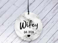 Anniversary Gift for Wifey - Marble Personalised Ceramic circle