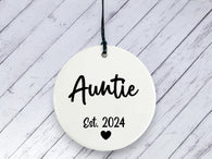 Pregnancy Reveal Gift for Auntie - Ceramic circle