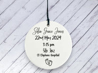 New baby keepsake announcement Gift- Personalised Ceramic circle