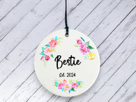 Gift for Bestie - Floral Ceramic circle