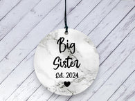 Pregnancy Reveal Gift for Big Sister - Marble Ceramic circle