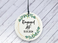 Engagement gift -  Engaged AF Botanical Personalised Ceramic circle