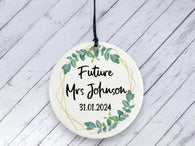 Engagement gift -  Future Mrs Botanical Personalised Ceramic circle