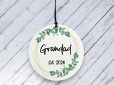 Pregnancy Reveal Gift for Grandad - Botanical Ceramic circle