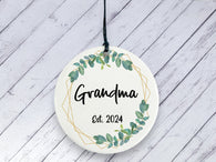 Pregnancy Reveal Gift for Grandma - Botanical Ceramic circle