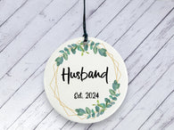 Anniversary Gift for Husband - Botanical Personalised Ceramic circle