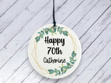 70th Birthday Gift - Botanical Ceramic circle