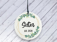 Pregnancy Reveal Gift for Sister - Botanical Ceramic circle
