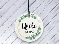 Pregnancy Reveal Gift for Uncle - Botanical Ceramic circle