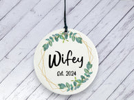 Anniversary Gift for Wifey - Botanical Personalised Ceramic circle