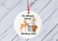 Ceramic Circle Decoration - forest animals family personalised