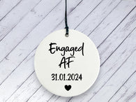 Engagement gift -  Engaged AF Personalised Ceramic circle