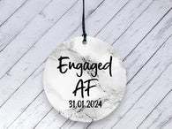 Engagement gift -  Engaged AF Marble Personalised Ceramic circle