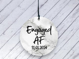 Engagement gift -  Engaged AF Marble Personalised Ceramic circle