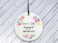 Engagement gift - Floral Personalised Ceramic circle