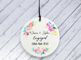 Engagement gift - Floral Personalised Ceramic circle