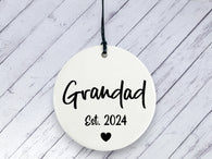 Pregnancy Reveal Gift for Grandad - Ceramic circle