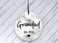 Pregnancy Reveal Gift for Grandad - Marble Ceramic circle