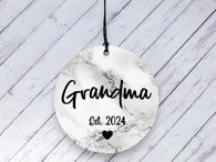 Pregnancy Reveal Gift for Grandma - Marble Ceramic circle