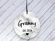 Pregnancy Reveal Gift for Granny - Marble Ceramic circle