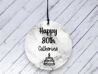 80th Birthday Gift - Marble Ceramic circle