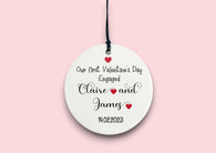 Our first valentines day engaged ceramic circle