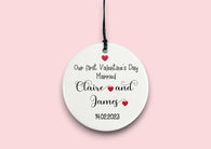 Our first valentines day married ceramic circle