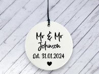 Engagement gift - Mr & Mr Personalised Ceramic circle