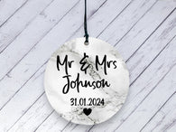 Engagement gift -  Mr & Mrs Marble Personalised Ceramic circle