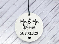 Engagement gift -  Mrs & Mrs Personalised Ceramic circle