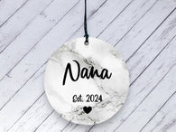 Pregnancy Reveal Gift for Nana - Marble Ceramic circle