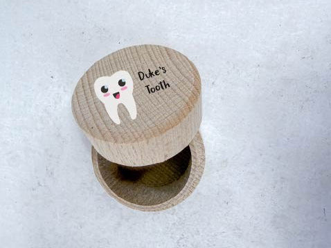 My First Tooth Wooden Circle Tin Plain Tooth