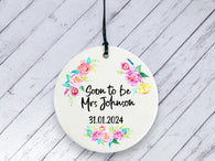 Engagement gift - Soon to be Mrs Floral Personalised Ceramic circle