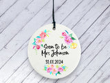Engagement gift - Soon to be Mrs Floral Personalised Ceramic circle