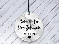 Engagement gift - Soon to be Mrs Marble Personalised Ceramic circle