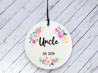 Pregnancy Reveal Gift for Uncle - Floral Ceramic circle