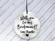 Bridesmaid Proposal gift -  Marble Personalised Ceramic circle