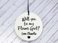 Flower Girl Proposal gift - Personalised Ceramic circle