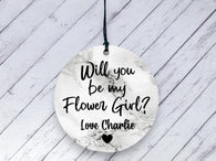Flower Girl Proposal gift - Marble Personalised Ceramic circle