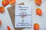 Wish Bracelet, Badge, Magnet or Keyring - Will you be my Bridesmaid? Funny Dress
