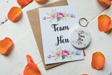 Wish Bracelet, Badge, Magnet or Keyring - Team Hen - Floral Arrow