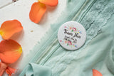 Custom Badges, Magnets, Keyrings or Mirrors for Hen Do - Floral Arrow