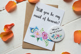 Wish Bracelet, Badge, Mirror or Keyring - Will you be my Maid of Honour? Floral