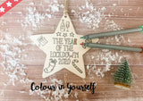 Wooden Colour In Doodle Star Ornament or magnet - Merry Xmas to the best Babysitter